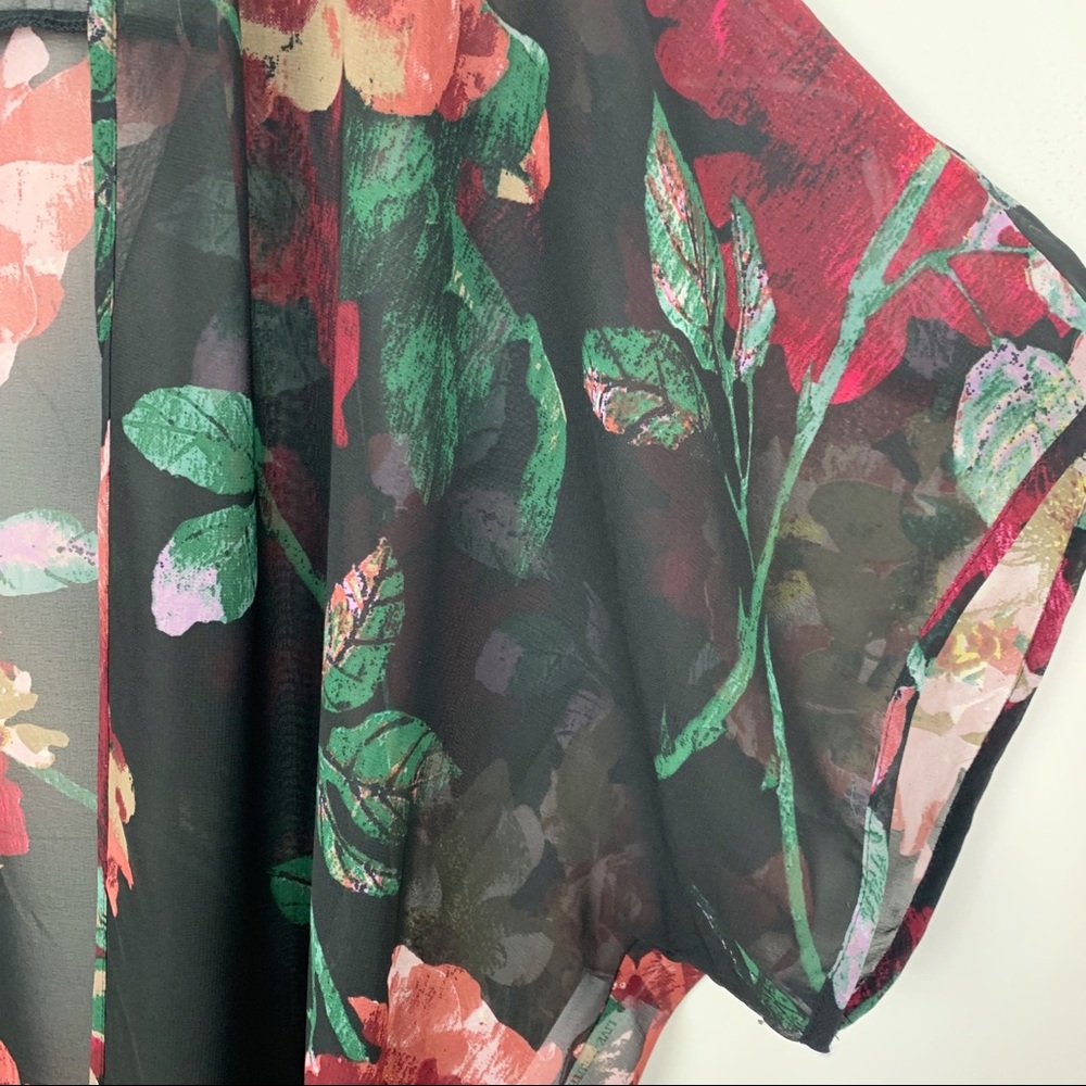 Shake It Up Floral Kimono Duster Coverup 1X 2X - Picture 5 of 6